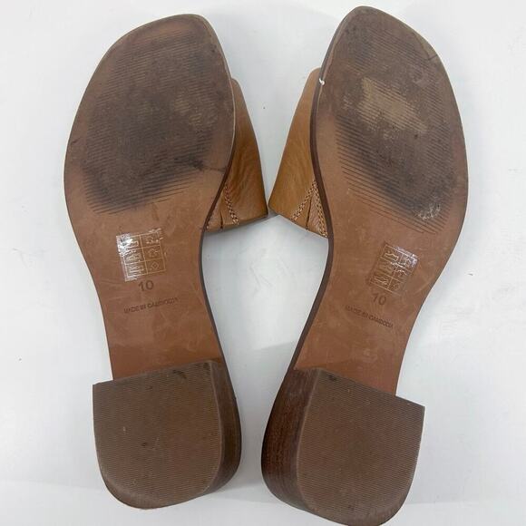 Madewell Cassady Brown Leather Square Toe Mules Slip On Heels Size 10 - Picture 5 of 7